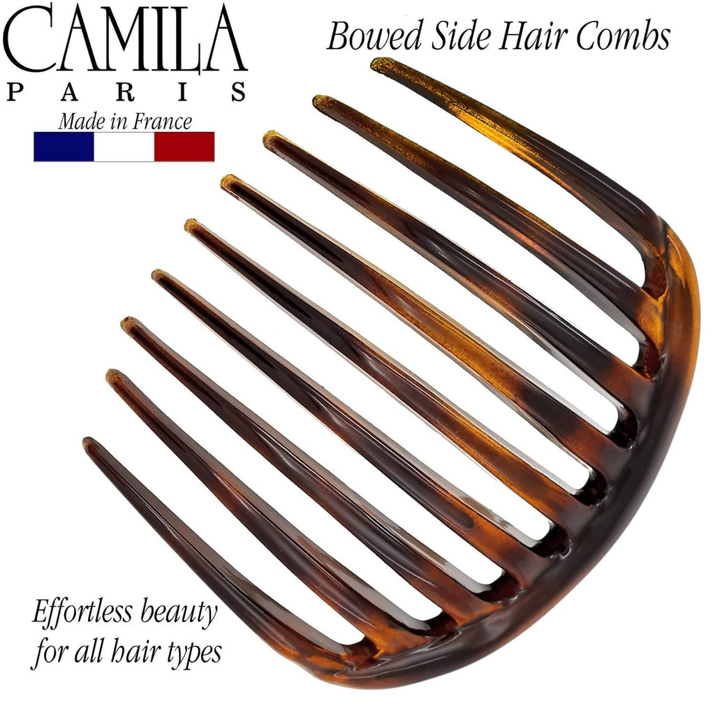 Rounded tortoise shell hair side comb with multiple straight teeth