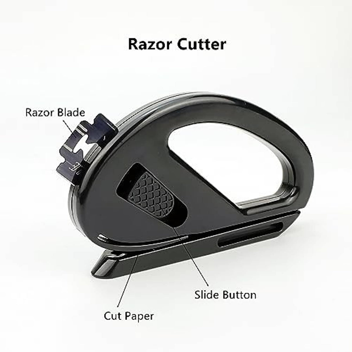 Handheld razor cutter tool with slide switch and cutting paper guide for window film