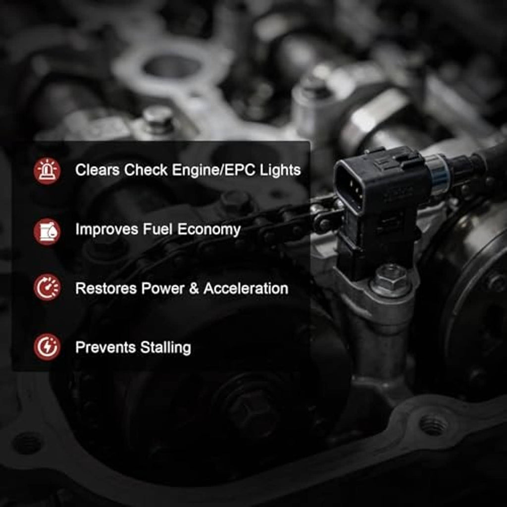 Camshaft position sensor installed in an engine compartment with wiring connector