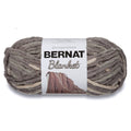 Super bulky chenille-style yarn skein with dark gray and light stripe accents, 150g