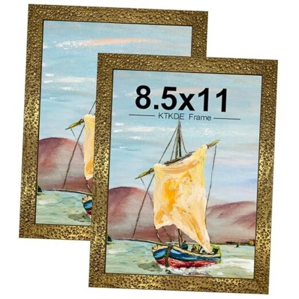 Ornate vintage gold 8.5x11 photo frame set of 2, overlapping front view