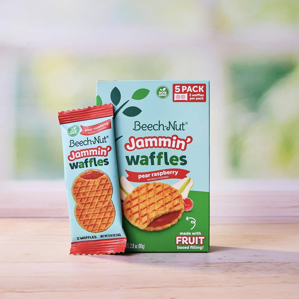 Beech-Nut Jammin' Waffles 5-pack with 2 waffles per pack, pear raspberry