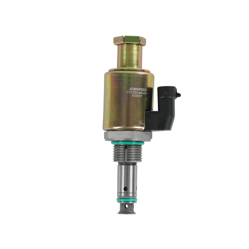Fuel injection pressure regulator valve with metal body, threaded outlet, and black connector