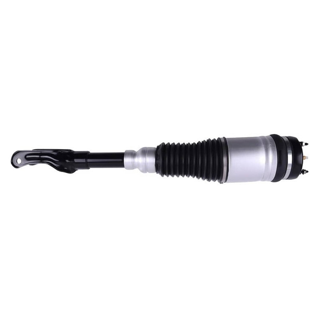 Single air suspension strut with silver cylinder and black accordion spring