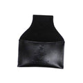 Black PU leather chalk holder pouch with embossed logo and curved open top