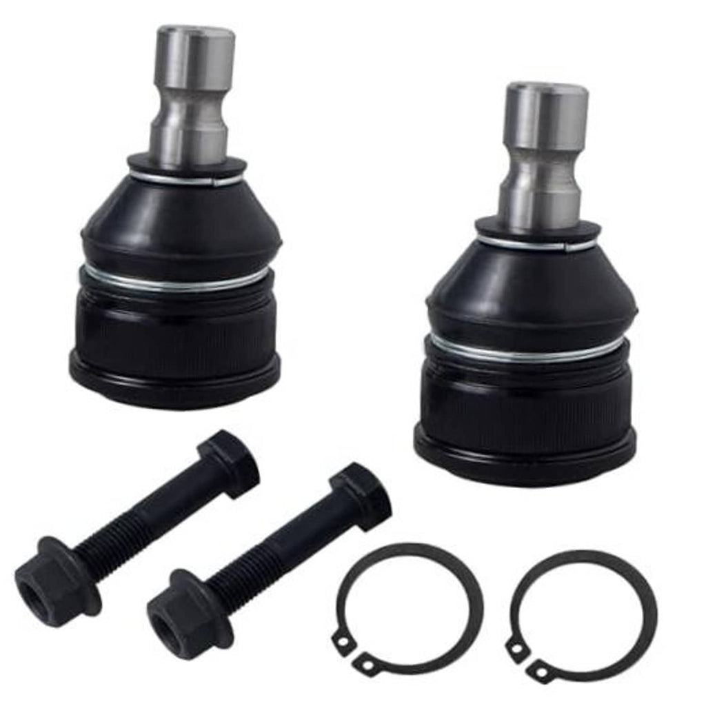 Front upper ball joints set with black rubber boots and metal studs, includes 2 units