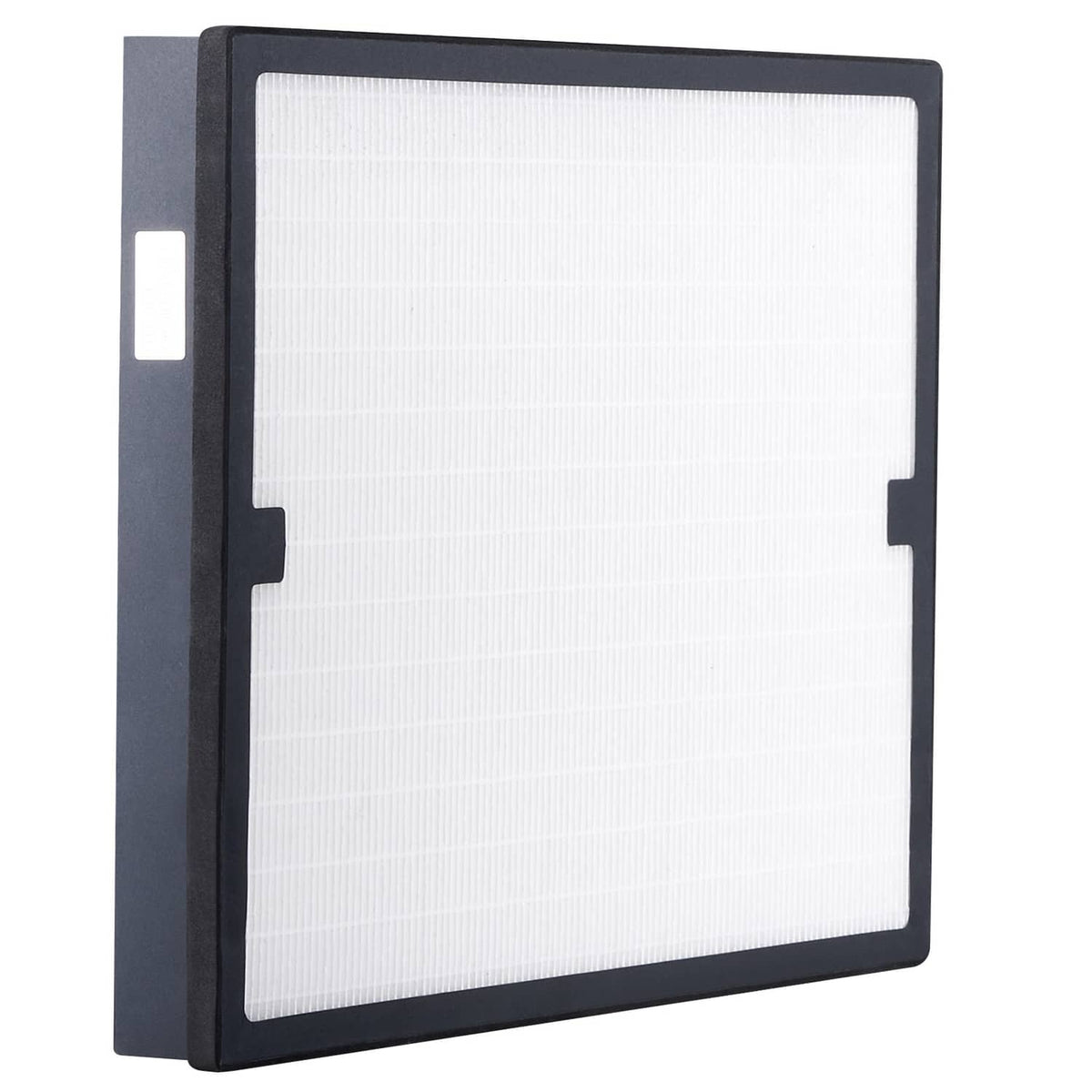 HEPA air filter replacement with dark frame and thin white pleated filter panel