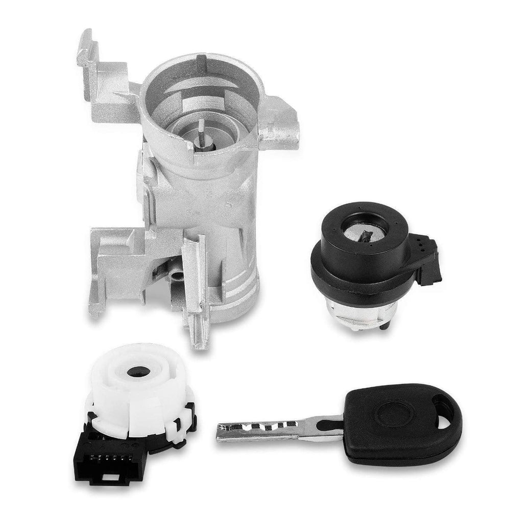 Ignition switch lock cylinder assembly with keys and white plastic connector