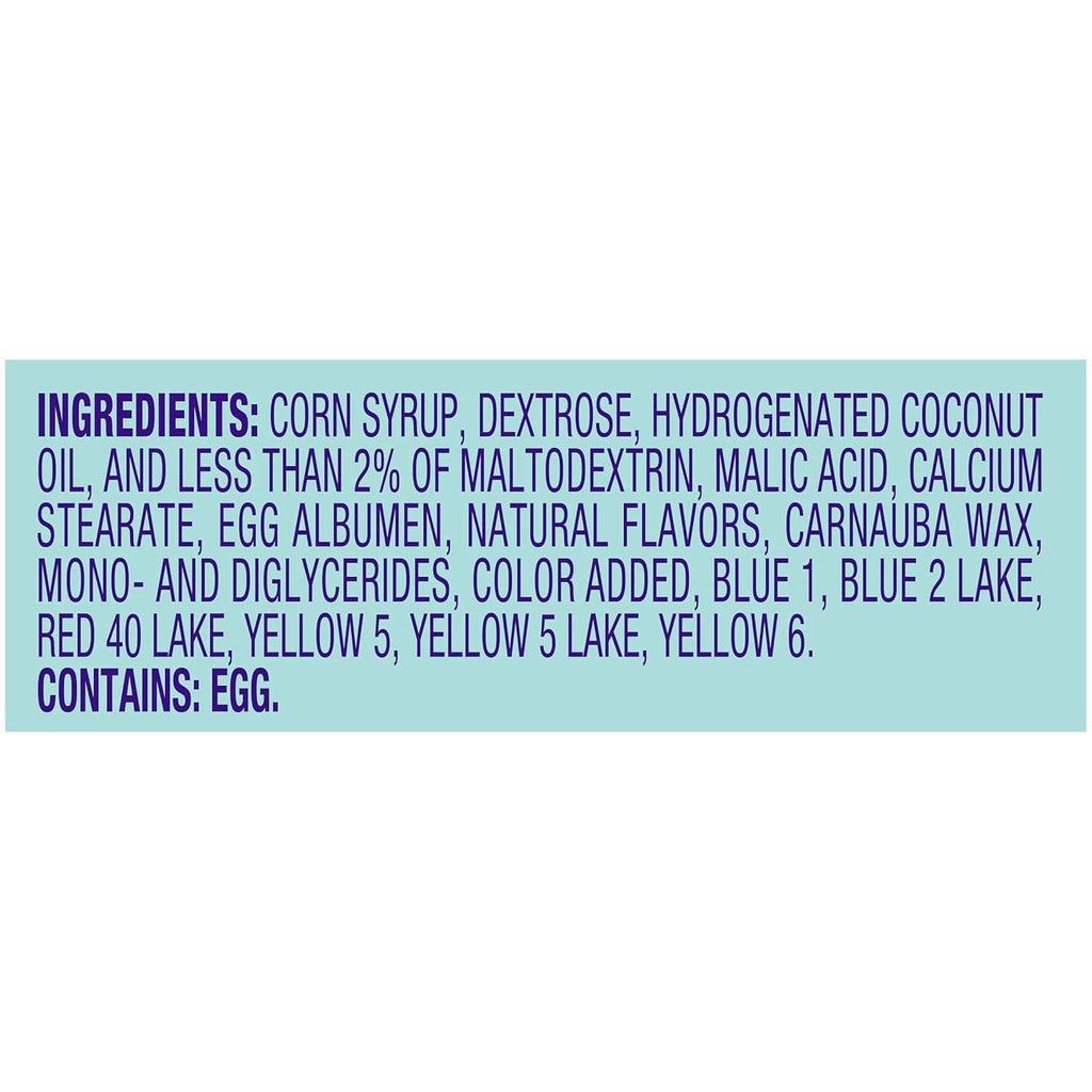 Hard candy bag ingredient panel with ingredient list text