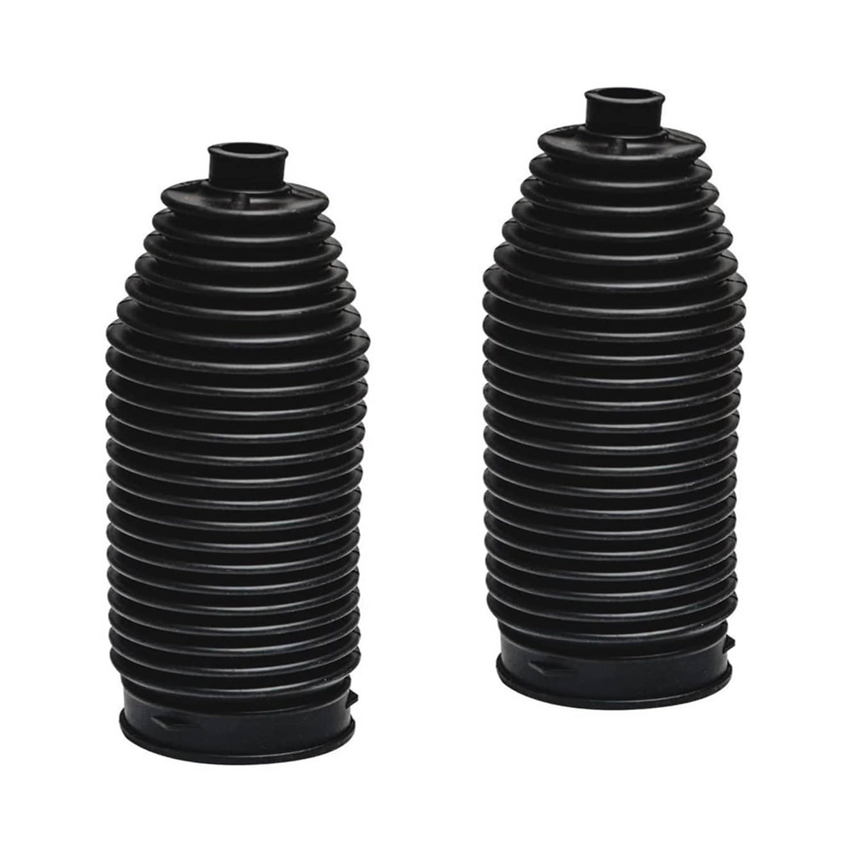 Black rubber suspension boots with ridged bellows, two-piece set