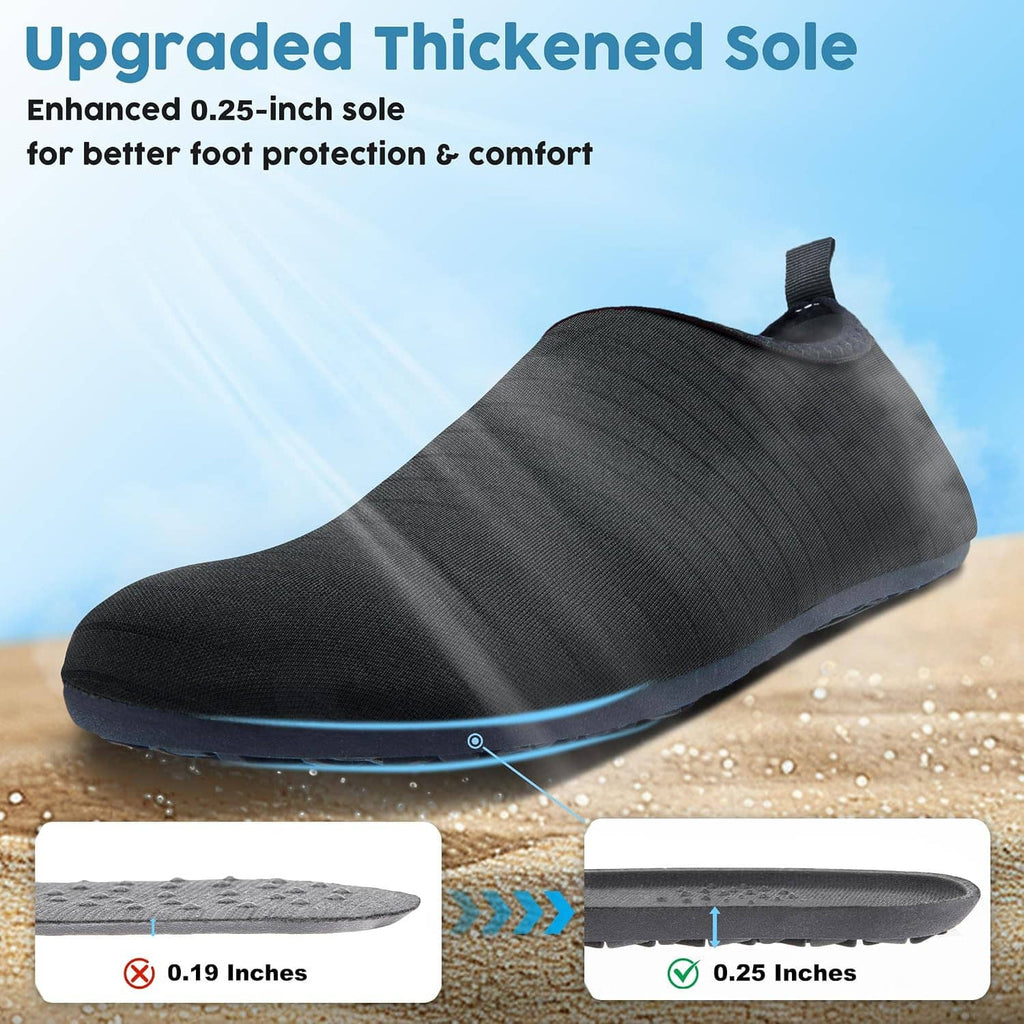 Black water sock shoe with thicker sole for foot protection