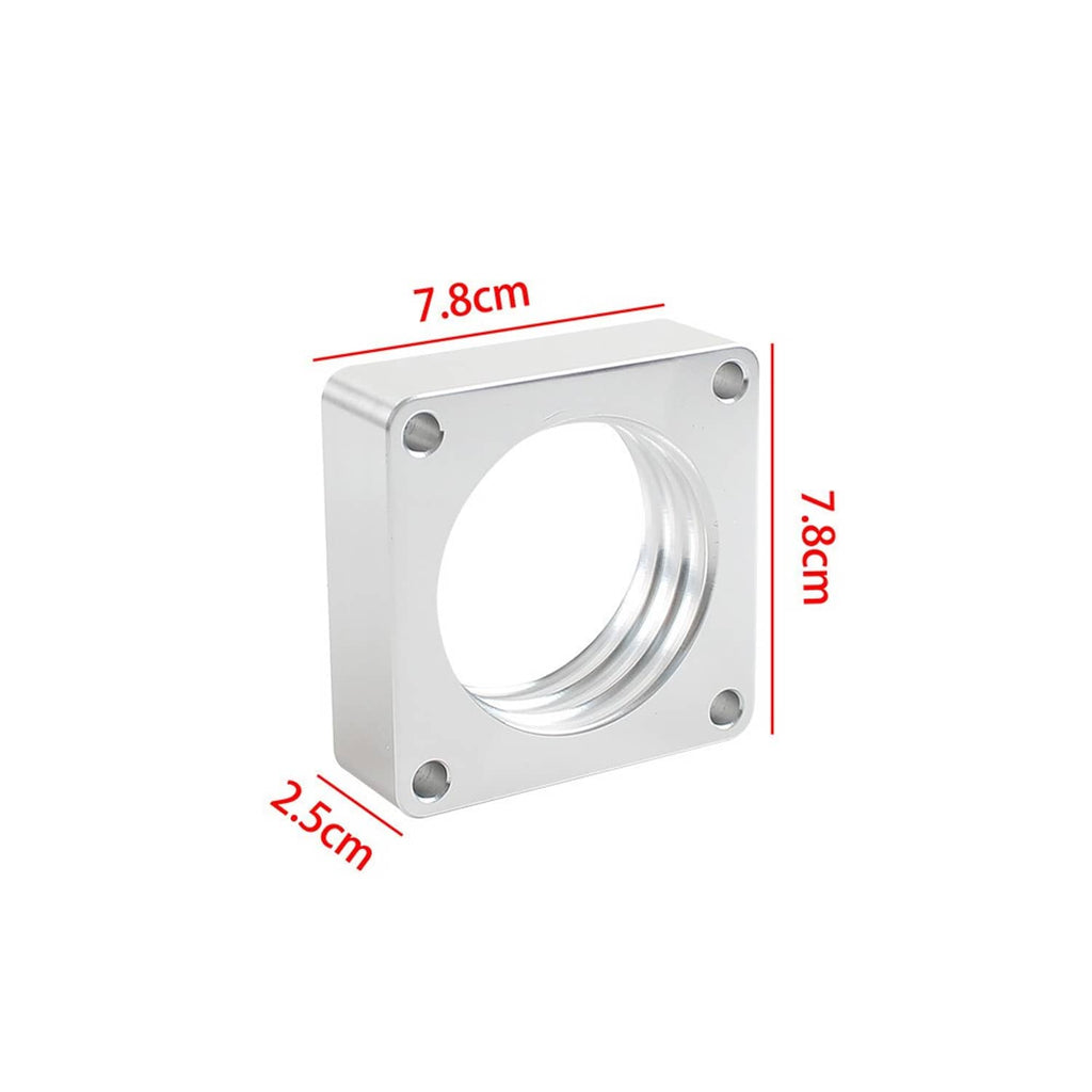 Throttle body spacer size diagram: 7.8cm length, 7.9cm height, 2.5cm depth