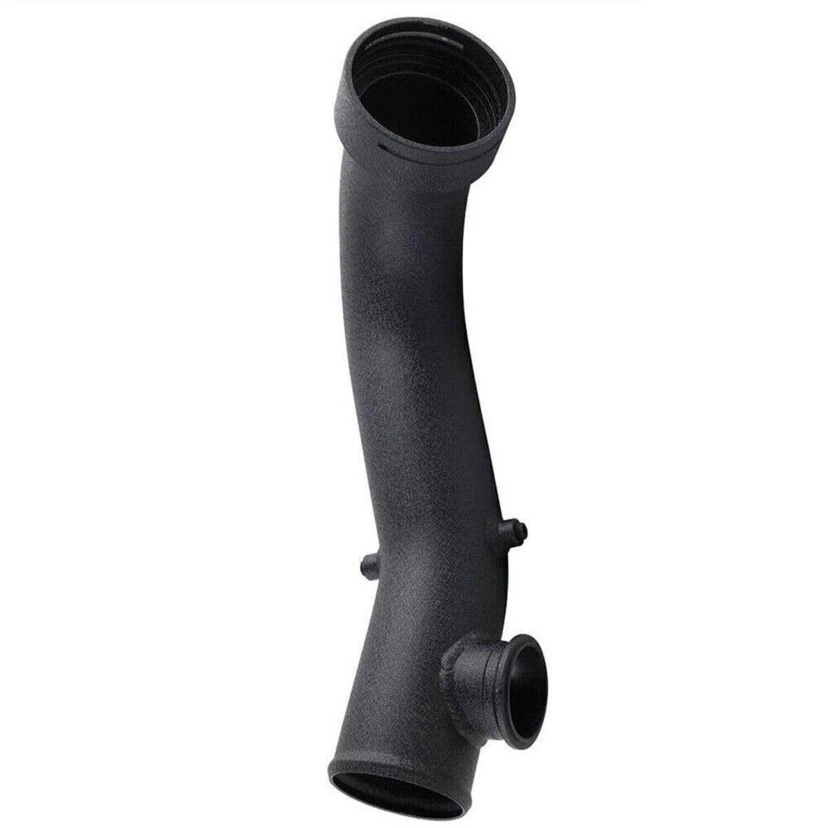 Black silicone intake turbo pipe with side outlet and mounting clamp