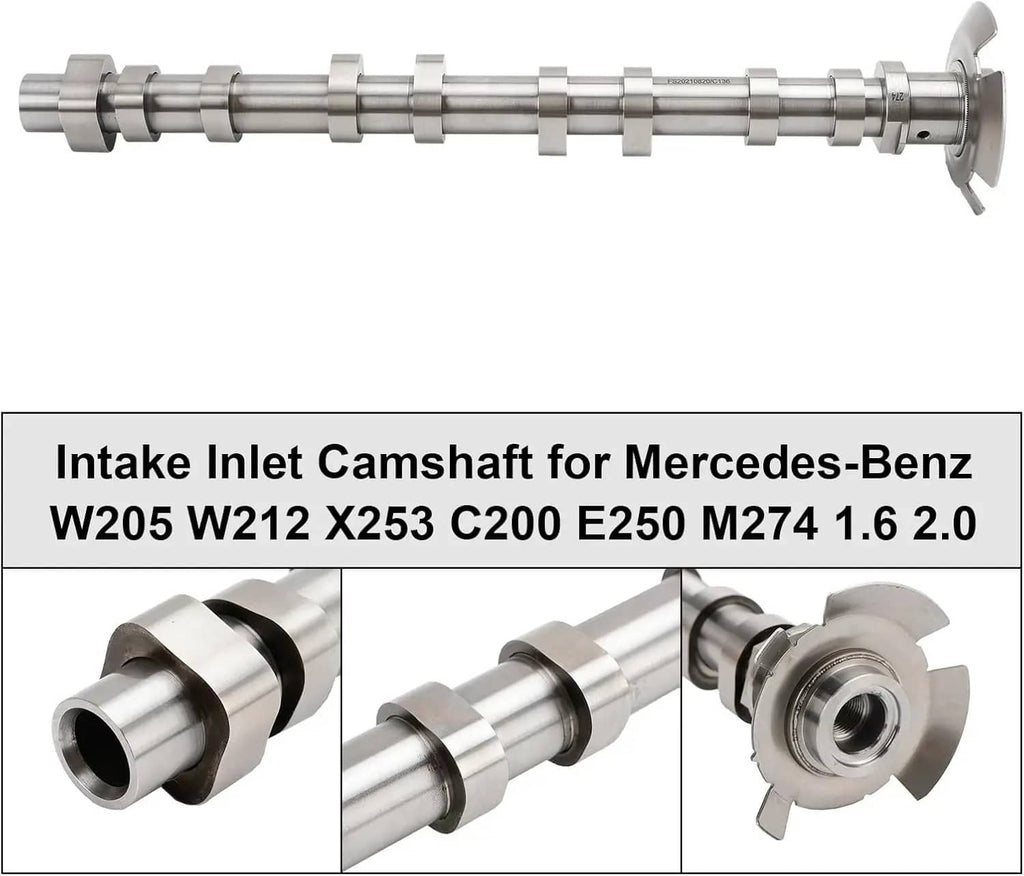Intake camshaft assembly long shaft with mounting flange and side details