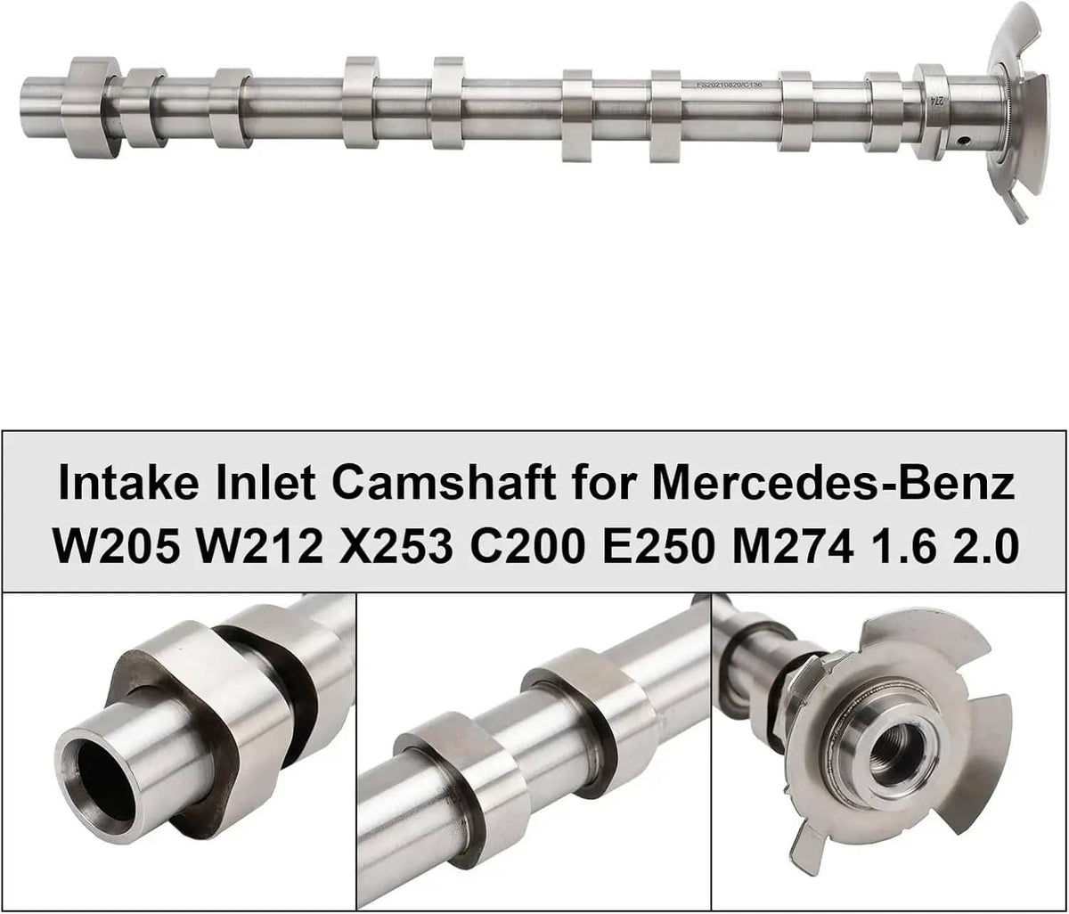 Intake camshaft assembly long shaft with mounting flange and side details