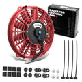 7-inch electric radiator cooling fan with red grille and black motor housing