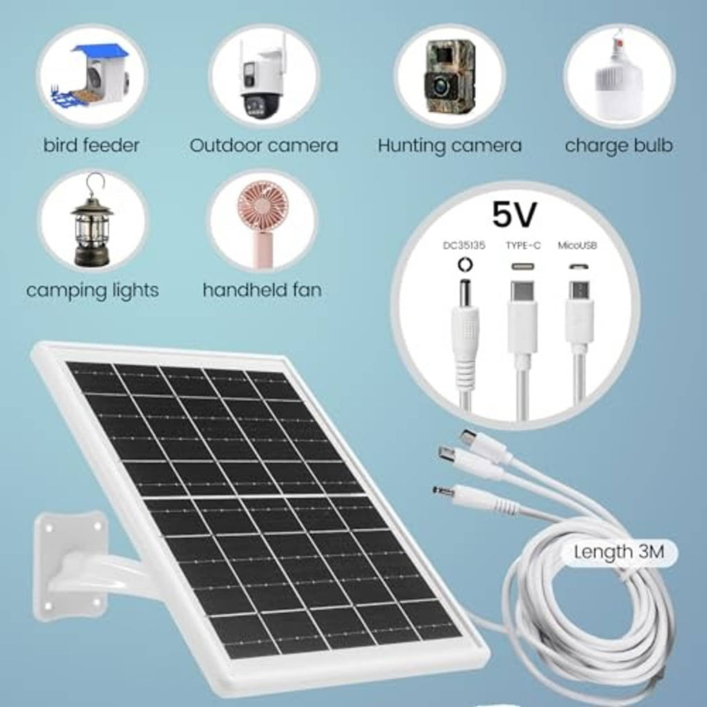 Solar panel charger kit with DC cables and multiple small device connectors