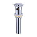 Polished chrome pop-up bathroom sink drain with overflow vessel and strainer