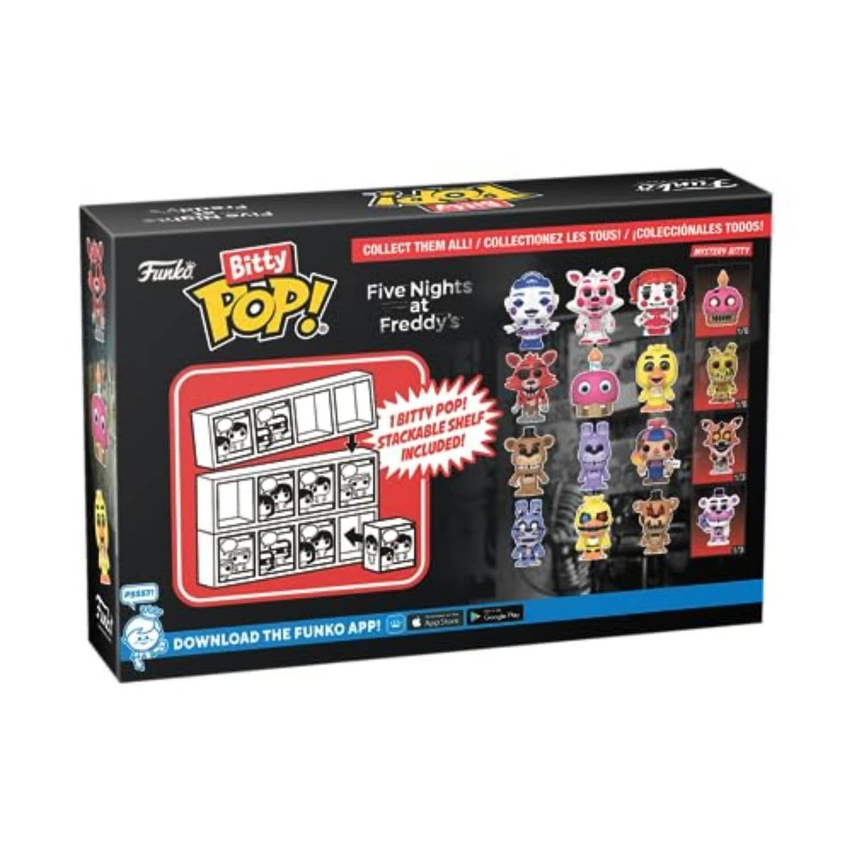Funko Bitty Pop! 4-pack back box with character checklist and collect-them info