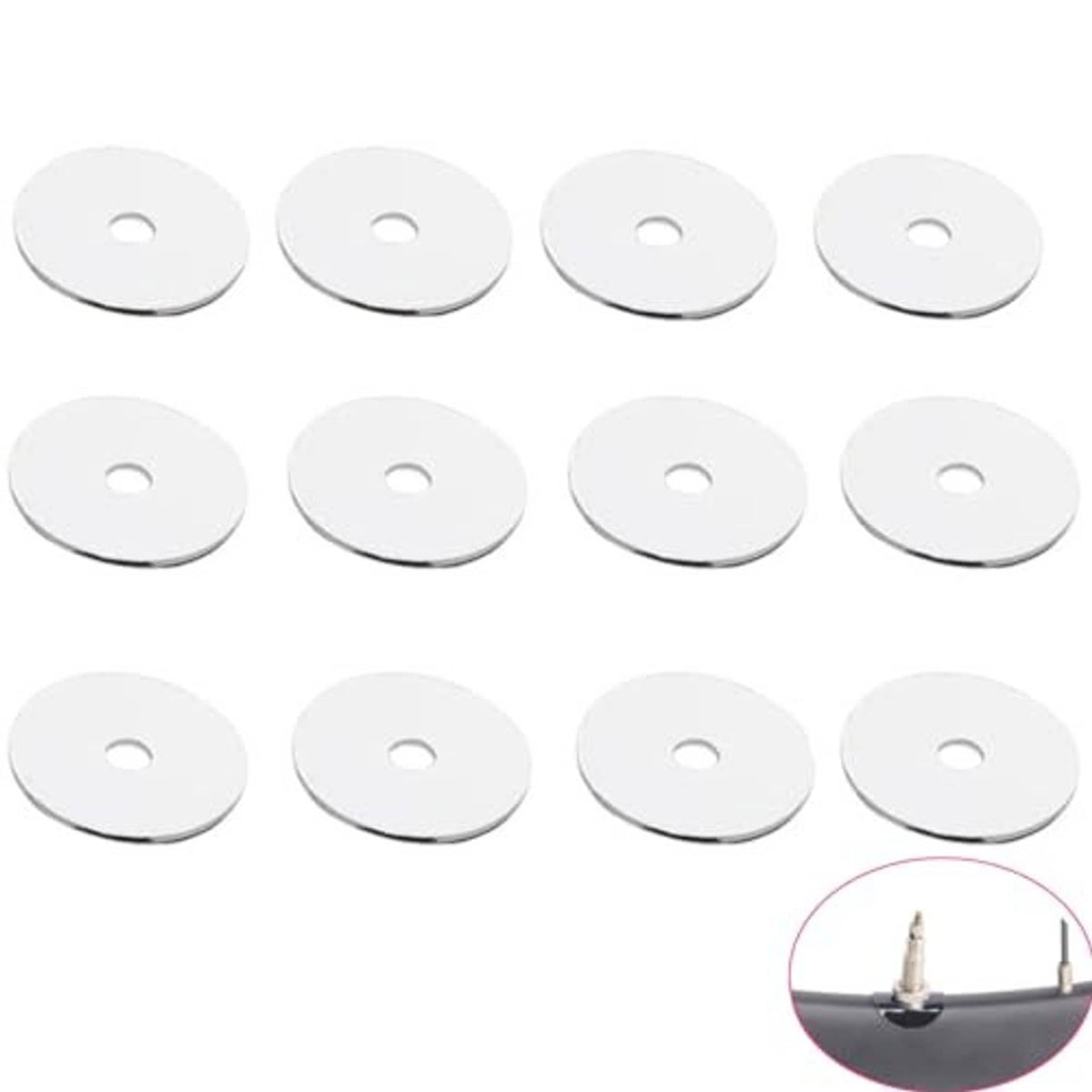 Presta valve rim sealing gasket set, white disc washers with center hole (12 pack)