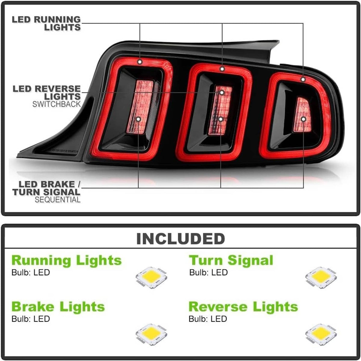 Taillight system diagram: red brake and turn LEDs plus white running and reverse lights