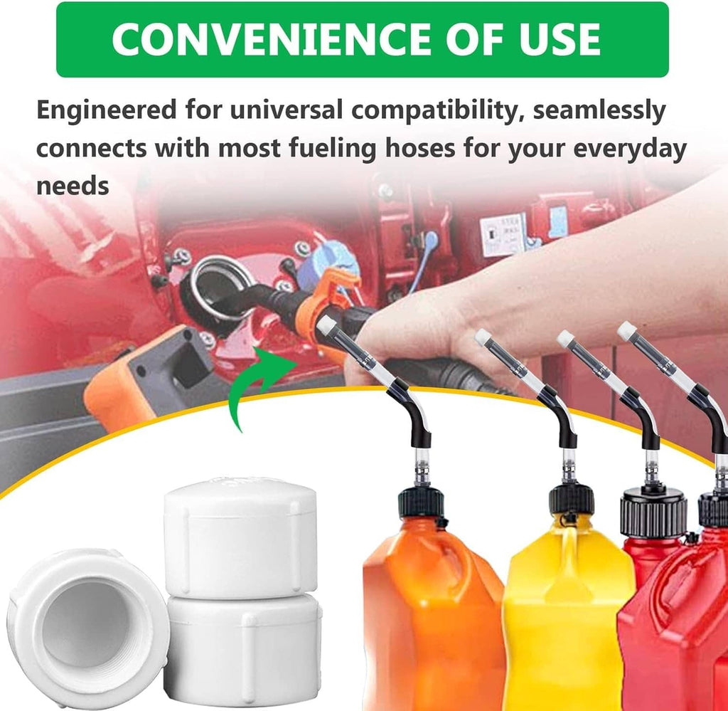 White fuel hose cap set with open ports for sealing on fueling hoses