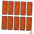 Set of ten orange rectangular reflectors with two circular mounting holes each
