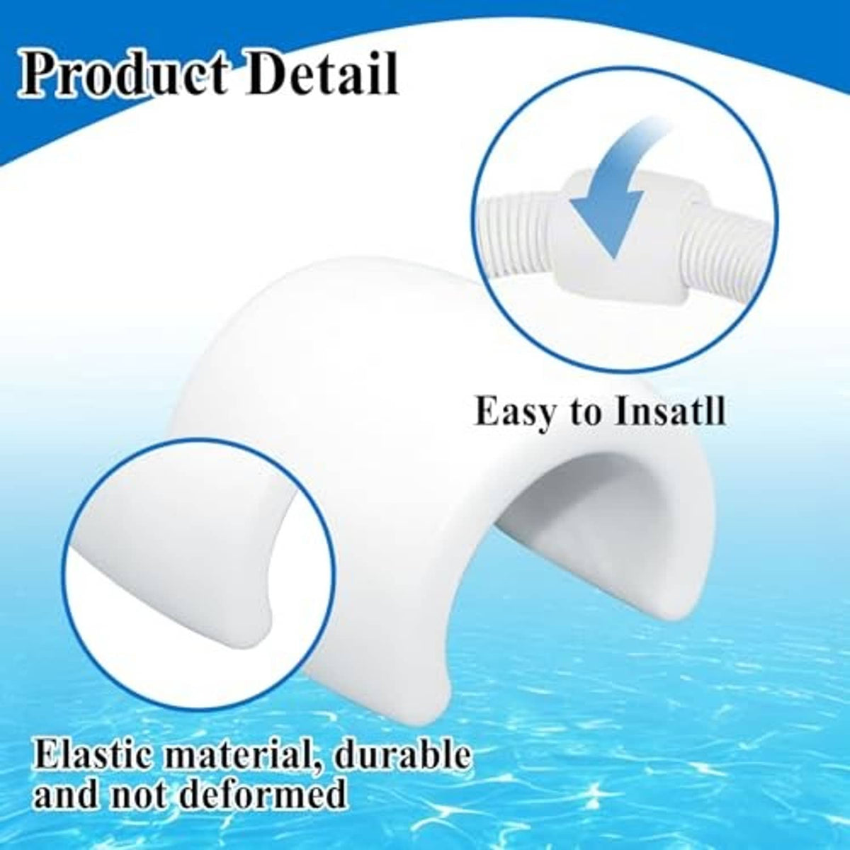 White U-shaped hose float with threaded inlet connection for pool cleaner hoses
