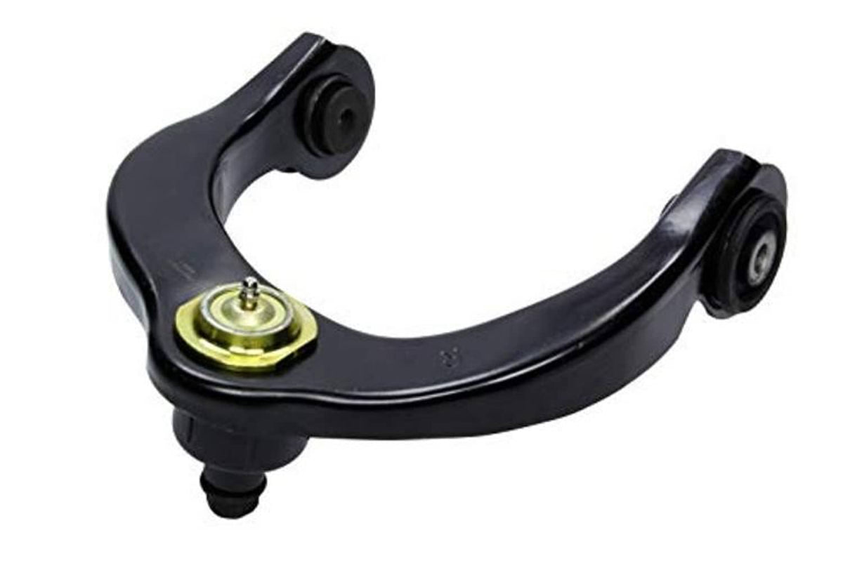 Upper suspension control arm assembly with ball joint and bushings, black with yellow grease cap