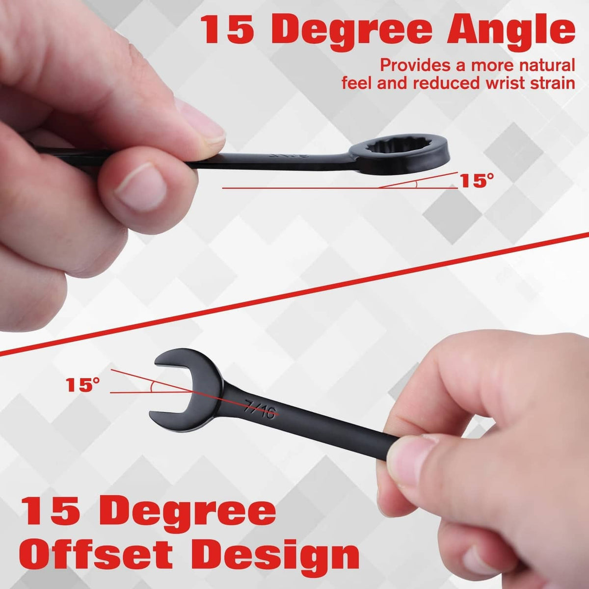 RivetOak GOLD DEER 10PCS Mini Wrench Set Standard SAE 5/32"-7/16" Ignition SAE, Black