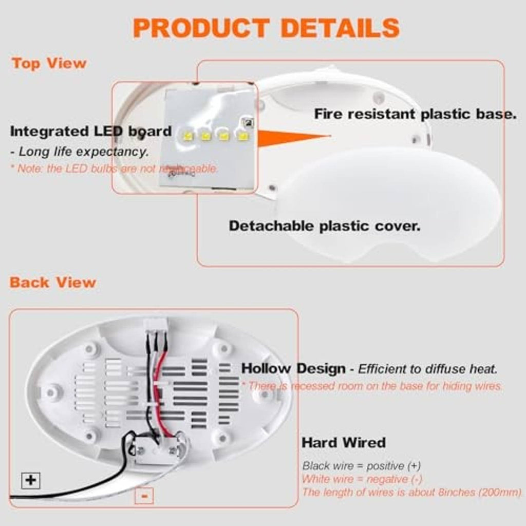 Oval LED ceiling light showing integrated LED board and detachable plastic cover