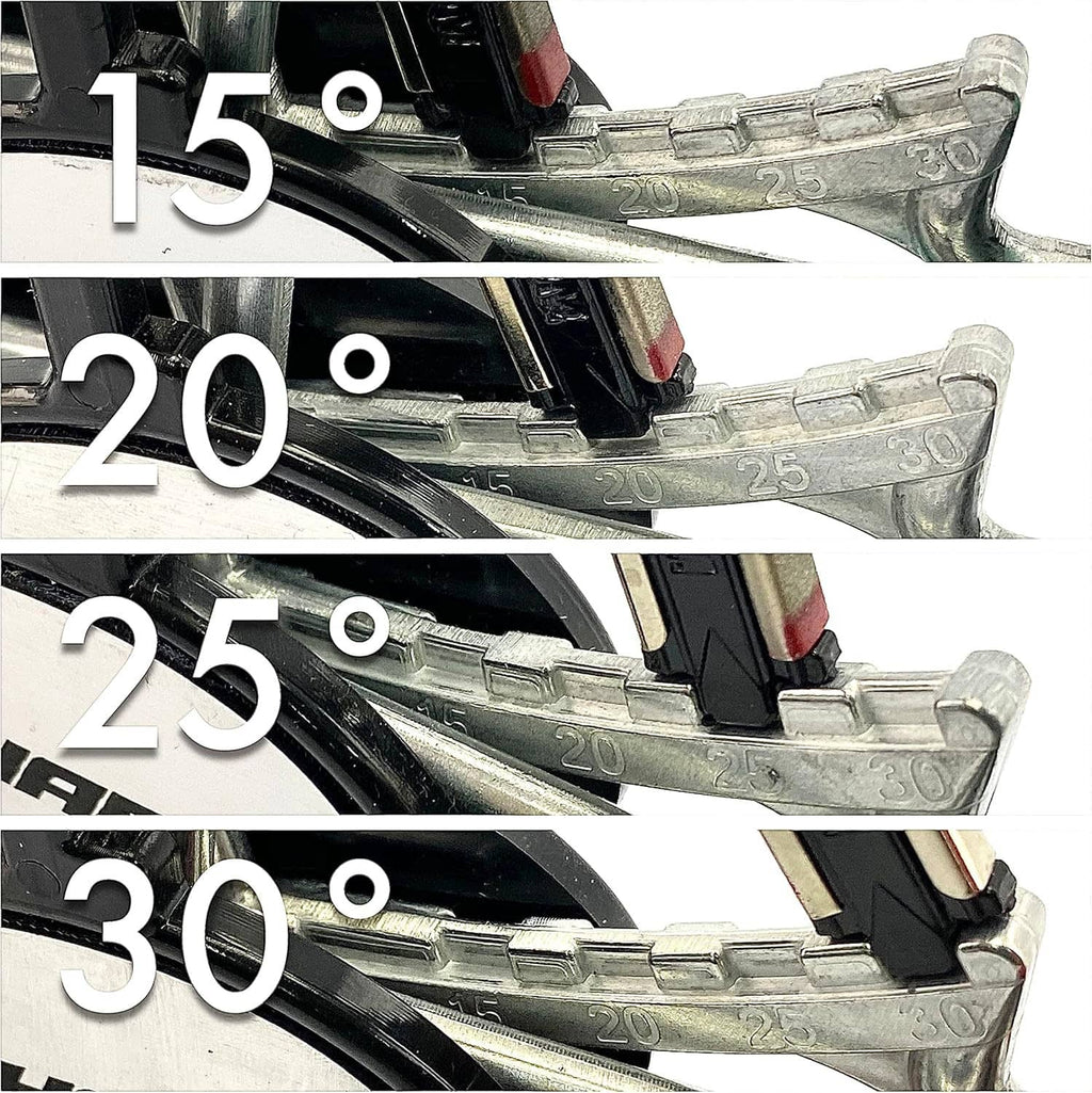 Angle guide scale on knife sharpener base with marked sharpening settings