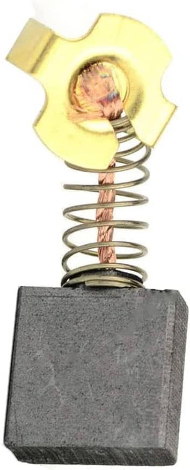 Gold carbon brush with gray block, copper spring, and circular copper motor head
