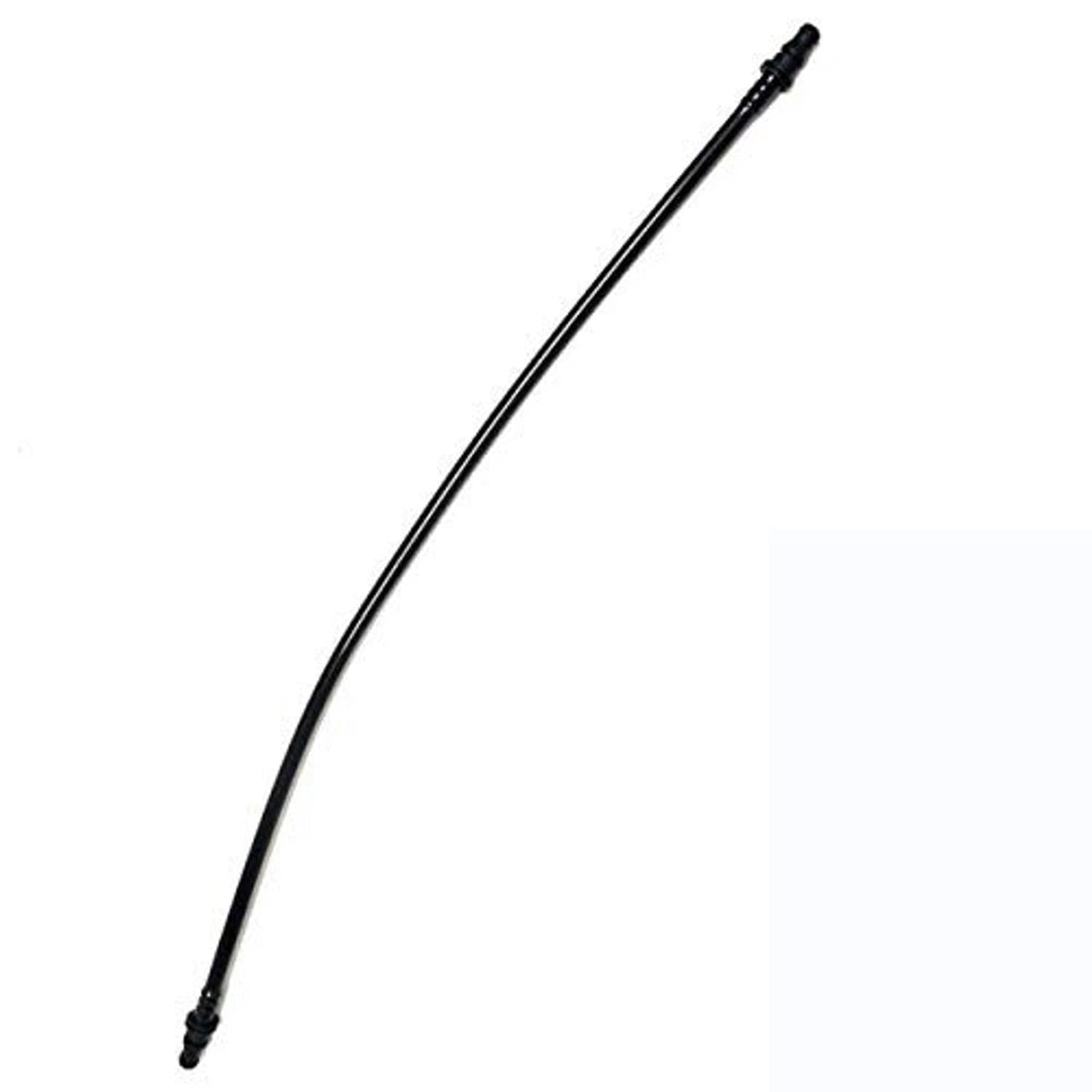 Bent black coolant breather pipe with connector ends and ridged grip