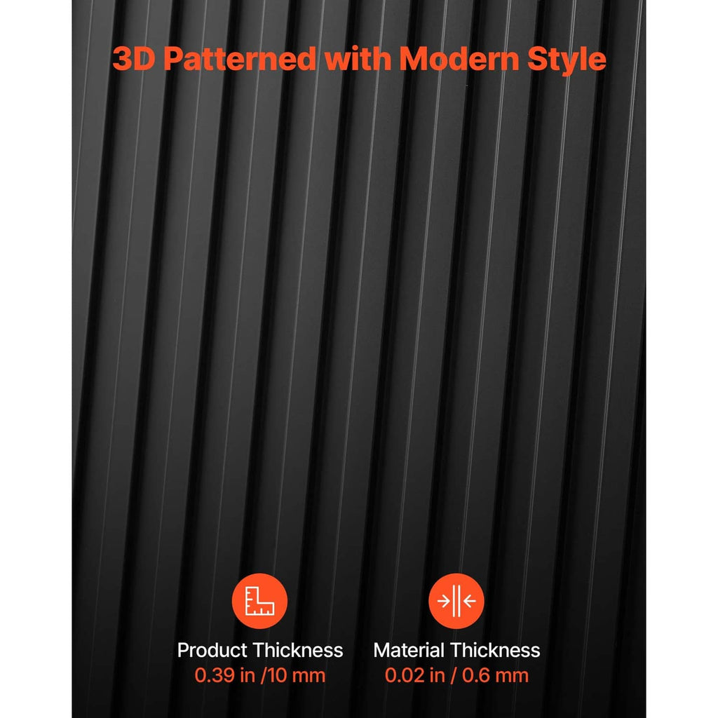 Close-up of black vertical ridged 3D patterned ceiling tile surface