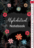 Black alphabetical notebook with floral cover, A–Z letter guide, 105 pages