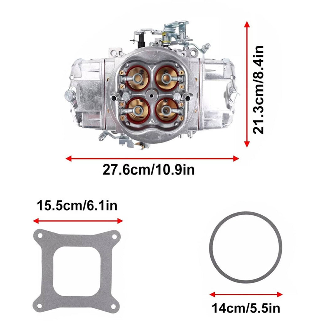 Carburetor dimensions diagram with mounting gasket and round seal