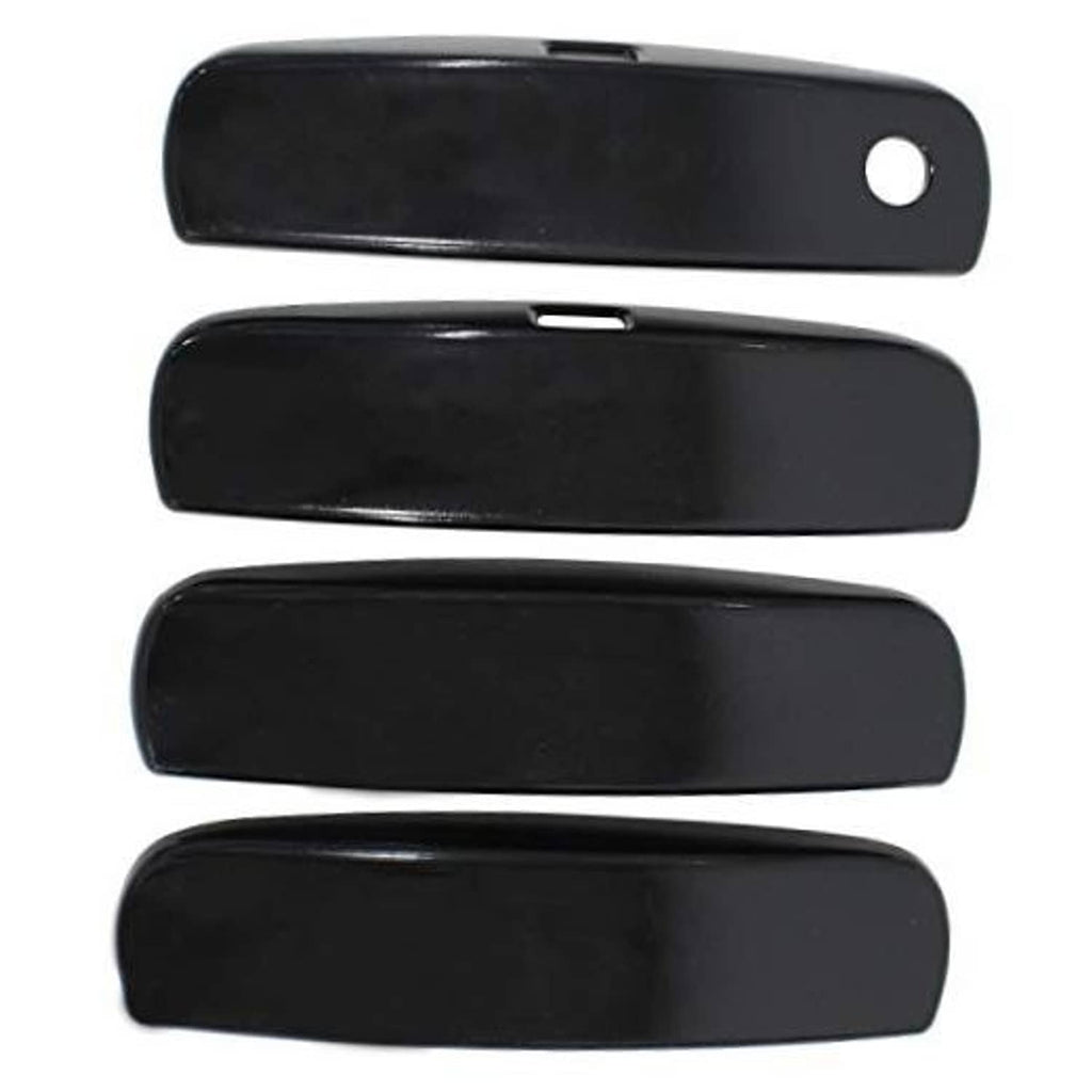 Set of four glossy black rectangular trim covers with circular mounting hole