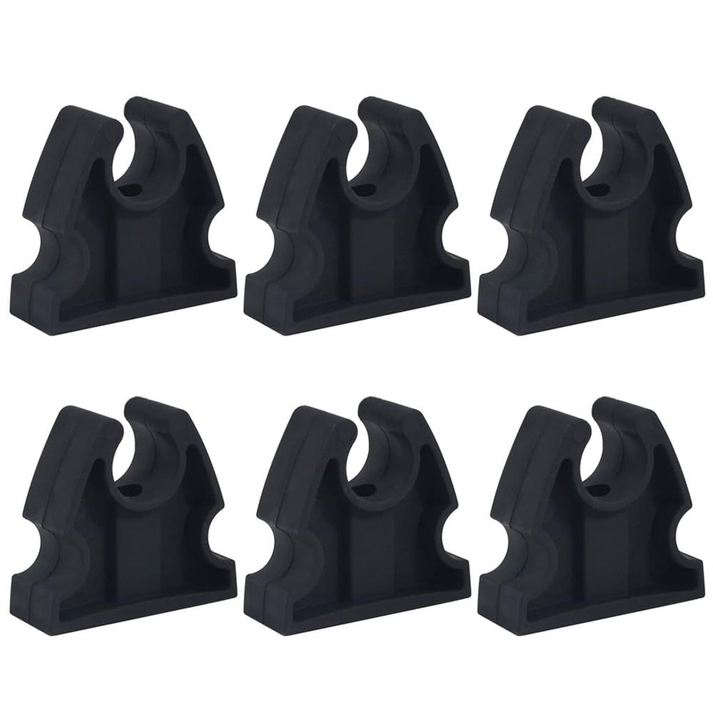 Black rubber boat pole light storage clips, curved cradle holders (set of 6)
