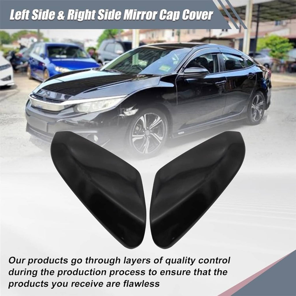 Gloss black left and right side mirror cap covers, shown on a car