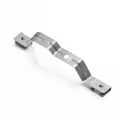 Silver steel front bumper liner bracket, right side with mounting holes