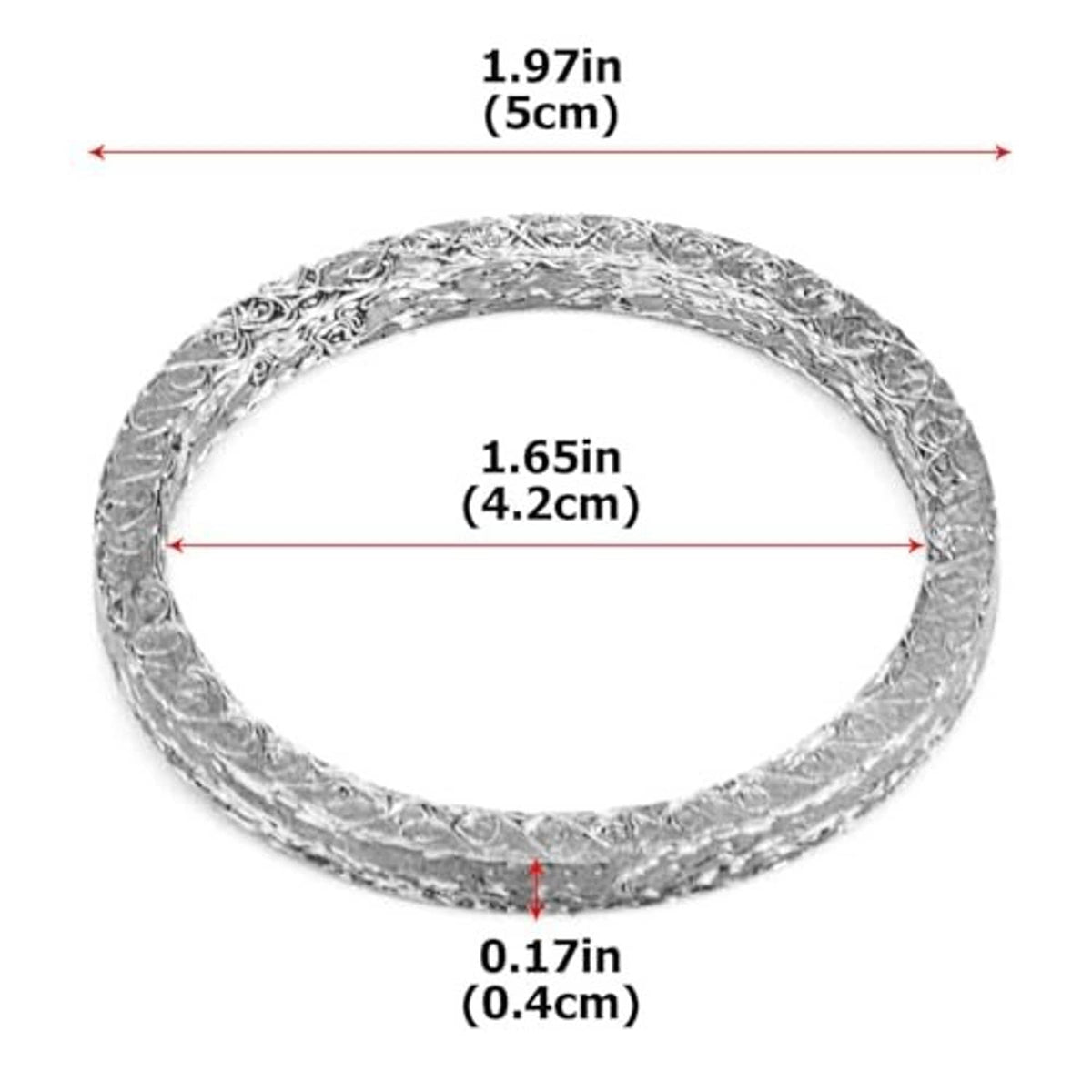 Steel mesh exhaust gasket ring: 1.97 in outer, 1.65 in inner