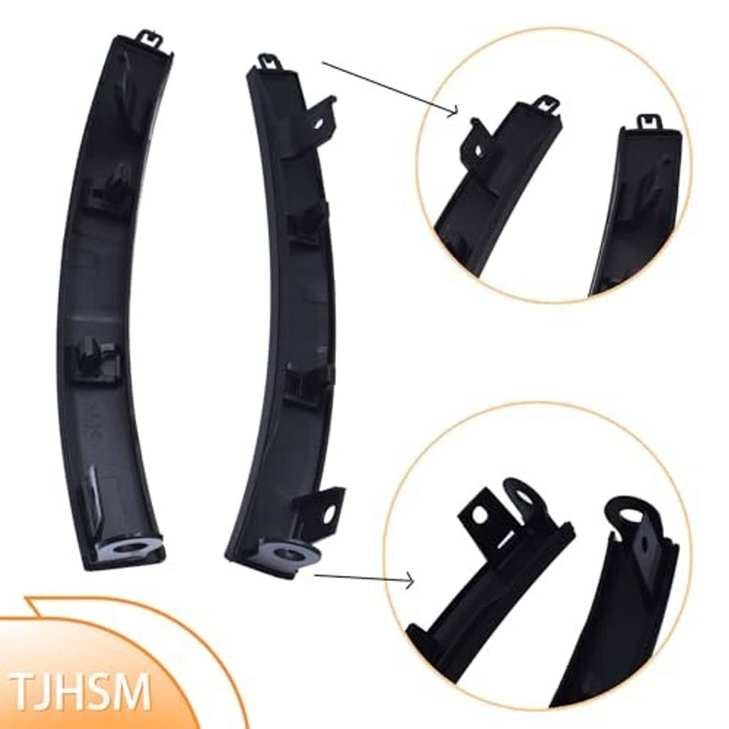 Front bumper wheel molding trim left and right, black plastic with mounting tabs