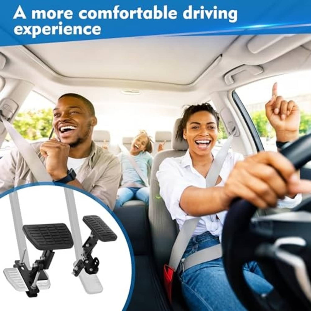Black pedal extender footrest for car brake pedal with ridged anti-slip pad