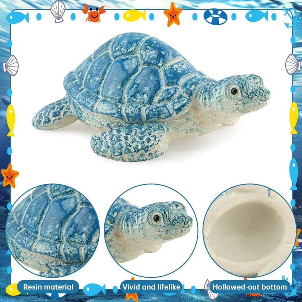 Blue turtle-shaped toilet bolt cover set with hollow bottom and side detail
