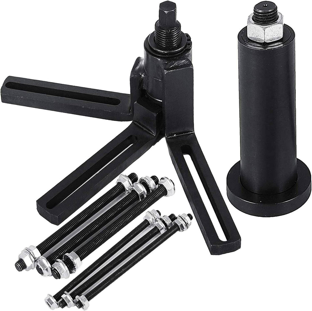 Crank case splitter puller installer tool with black arms, center bolt, and screws