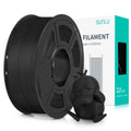 Black PLA matte 3D printer filament spool with bag and small figurine