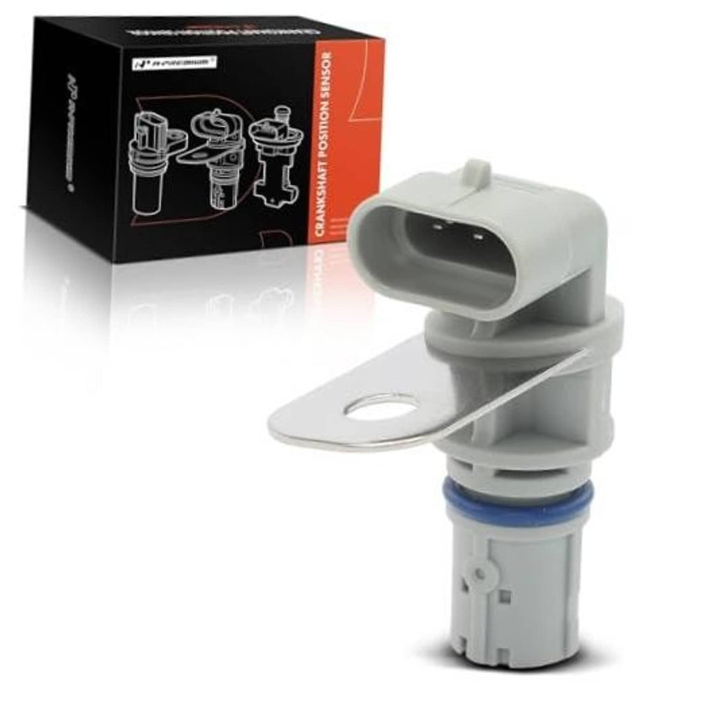 Engine crankshaft position sensor with gray connector and mounting bracket