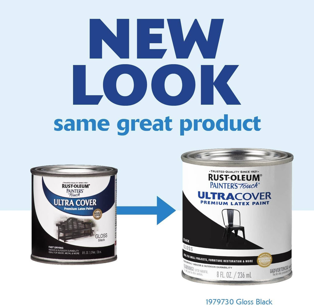 Gloss black paint cans shown side by side, 8 fl oz each.