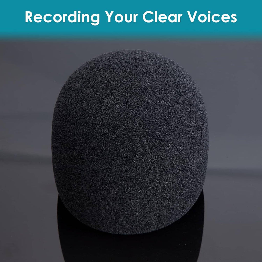 Black foam windscreen cap for microphone, shown from front with rounded top